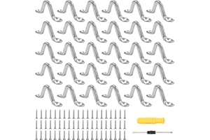 Minfuerang 30 Pezzi Piastre Occhiello in Acciaio Inox 304,Placca Oculare Ganci per Imbarcazioni con 60 Viti e Cacciavite,Inossidabile,Gancio di Fissaggio per Sartiame Kayak (Argenteo)