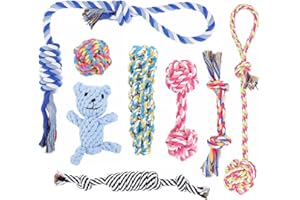 PLUTUS PET Dog Chew Toys for Aggressive Chewers, 8 pack Interactive Rope Toys, Washable Cotton, Teething Toys for Puppies, Small and Medium Dogs