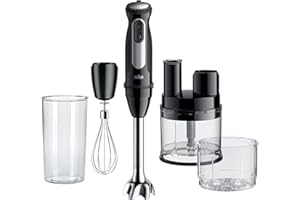 Braun MultiQuick 5 Pro MQ 55.755 M, Mixeur Plongeant Technologie PowerBell Plus, 25 Vitesses & Turbo, Système EasyClick Plus, Mini Robot Culinaire, Fouet en Métal & Bécher 500ml Inclus,1000W, Noir