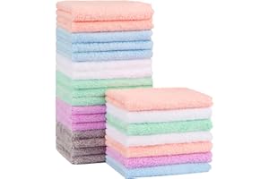 Orighty Baby Washcloths 24-Pack(7''x9''), Microfibre Coral Fleece Baby Towels, Super Soft and Absorbent Wash Flannels for Newborns and Infants, Gentle on Delicate Skin for Face Hands and Body