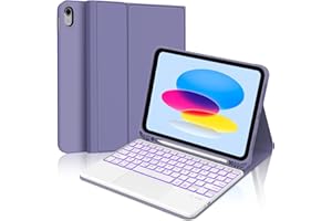 WINCHKING Clavier pour iPad 11 ème A16 2025 - Coque Clavier iPad 10eme Generation 2022, Trackpad Multi-Touch,Rétroéclairage 7 Couleurs, AZERTY