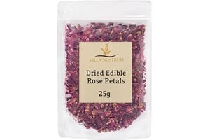 Dried Edible Rose Petals 25g by Villa Nostrum - Edible Flowers Use in Tea, Baking Decoration, Desserts, Crafting, Wedding Confetti