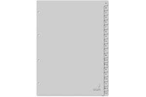 Kangaro Lot de 20 intercalaires en carton recyclé gris FSC 180 g/m² DIN A4 A-Z