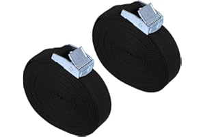 MIKIULY 2 Piezas Cinchas de Amarre,Cinchas de Amarre Rapido,Correas Tensoras de Fijación,con Cierre de Abrazadera,Correas de Fijación Ajustables,para Baca Coche,Portabicicletas,Kayak,Moto,Negro,300cm×25 mm