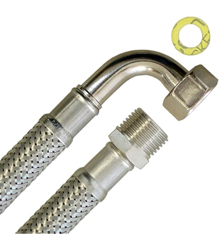 DN8 Panzerschlauch Mit Edelstahlumflechtung – M10 X 3/8 ÜM, 500 Mm, Für Trinkwasser, DVGW-geprüft