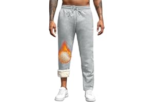 TMEOG Thermo Jogginghose Herren Baumwolle Sweatpants Warme Winterhose Freizeithose Trainingshose Gefütterte Sherpa Hose Flauschig Kuschelhose Haushose Fleecehose für Herren