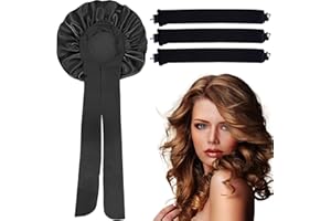 HPBAGGY 3 Stück Heatless Curls Band und Seidenhaube,Hitzefreie Lockenwickler,Haar Locken über Nacht,Overnight Blowout Locken mit Satin Haarhaube,Weiche und Bequeme Satin-Schlafmütze für Alle Haartypen