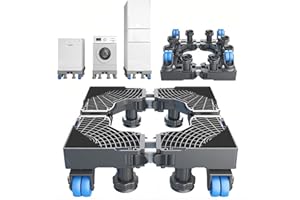Zuquik Waschmaschinen Untergestell, Doppelrohrdesign mit 8 Füßen+4 Räder, Erhöhung für Waschmaschine, Kühlschrank und Trockner, Anti-Rutsch, Schockabsorbierend, für Haushaltsgeräte,Bis 450kg
