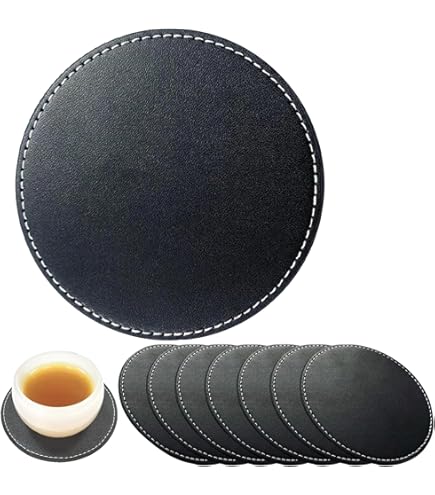 MOLEDA Dessous De Verre Originaux En Coton Tressé - 11cm, 6 Pièces,Rond Sous Verre Personnalisé Pour Tasse à Café & Verre à Bock, Sous Tasse, Coasters For Drinks Set (Blanc, Gris Foncé