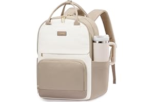 LOVEVOOK Rucksack Damen, 15.6 Zoll Laptop Schulrucksack Teenager mit Großem Flaschenfach, Uni Schultasche Travel Backpack Women Elegant, Arbeitstasche Tagesrucksäcke für Reise Schule, Khaki Beige