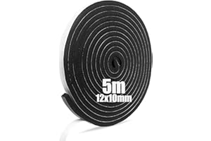 SDLDEER Foam Tape, Self Adhesive Foam Strip 12mm(W) X 10mm(T) X 5m(L) Weather Stripping Door Seal Strip, Draft Excluder for Windows Door, Anti-Collision, Weatherproof, Window Soundproofing