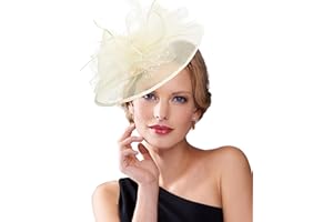 Dodheah Fascinator Cappello Donna Cappelli Cerimonia Piuma Velo Vintage Fascinators Fascia Copricapi Sposa Clip per Matrimonio Eventi Cocktail Ascot