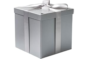 RUSPEPA Caja De Regalo De Cumpleaños Mediana Con Tapas, Cinta Y Papel De Seda, Caja De Regalo Plegable - 1 Pieza, 23 X 23 X 23 cm, Gris