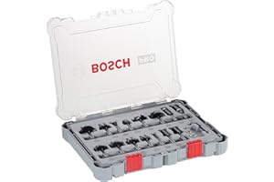 Bosch Professional 15 pcs. Mixed Router Bit Set (for Wood, Ø 1/4 Inch Shank, Accessory Router)