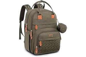 BabbleRoo Sac à Langer Bébé, Sac à Dos à Langer Grande Capacité Déperlant – 17 Poches, Tapis à Langer, Étui à Sucette Amovible, Sangles Poussette, Sac de Voyage Unisexe