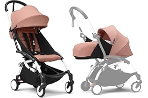 Poussette Stokke YOYO3 avec pack nouveau-né et pack couleur 6+ - Comprend un cadre blanc, un pack couleur YOYO 6+ (Ginger) et un pack nouveau-né 0+ (Ginger)