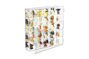 Ikee Design Mountable 25 Compartments Acrylic Display Case Cabinet Stand with Mirrored Back - Display Shelves for Collectibles, Gemstone and Figures, 10.7" W x 2 "D x 10.5" H