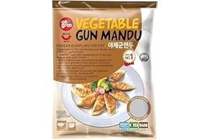 QUBROS All groo Ready Meals Sides | Korean Dumpling for Stem | Fully Cooked Quick and Easy Meal Ideas | Authentic Korean Flavor Frozen Food | Halal Certified (Fried Vegetable Mandu, 1 Pack)
