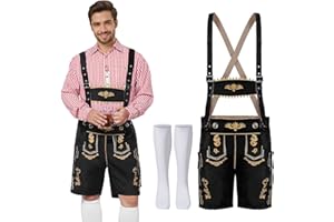 Aleshime Lederhosen Men's Oktoberfest Outfit, Lederhosen Men Costume, Oktoberfest Outfit Mens, Bavarian Beer Guy Fancy Dress Costume