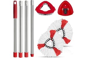 XIANGBIN Set Spin Mop Compatibile con Vileda Turbo 2in1 EasyWring&Clean, 2 tamponi in microfibra+1 manico per mop+1 base per mop+1 pettine per spazzola per pulire Adatto a tutti i tipi di pavimento