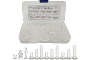 WEQEYENT Lot de 252 vis et écrous M3 M4 M5 Phillips Cross Pan en plastique transparent pour électronique, décoration, récipient