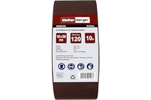Woltersberger® Lot de 10 bandes abrasives en tissu │ Dimensions : 100 x 560 mm │ Grain P120 │ pour ponceuses à bande │ Papier Abrasif │ Ensemble de Bandes Abrasives