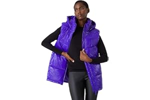 Roman Originals Quilted Gilet with Hood For Women UK Ladies Sleeveless Coat Hooded Jacket Padded Bodywarmer Winter Lightweight Warm Autumn Funnel Neck Longline Soft Bubbly