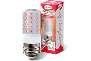 MAGIME Bombilla LED Roja 660 nm sin Luz Azul – Luz Roja Nocturna Melatonina para Dormir Mejor | Flicker-Free | Estimula la Melatonina Naturalmente | Casquillo E27 o E14 – Ideal para Noche y Bebés (Rosca E27)