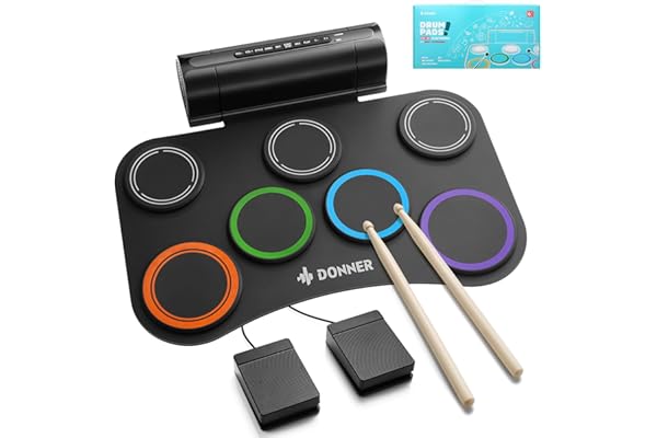 Donner Batterie Électronique 7 Pads, 40 Leçons de Batterie, Instrument de Musique pour Enfants – Cadeau de Noël et d'Anniversaire DED-20R NOUVELLE version améliorée