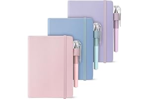 Smarpau Pocket Notebook 3 Pack - A6 Mini Notebooks with 100gsm Thick Lined Paper, 120 Pages Small Leather College Ruled Journals for Women Writing School Office - Pink Purple Blue
