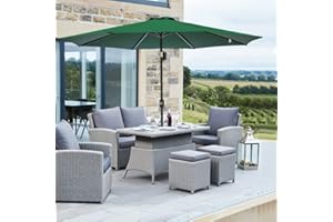 Green Bay 2.7M Round Garden Parasol Umbrella Outdoor Sun Shade for Patio/Beach/Pool Umbrellas with Winding Crank and 38mm Tilt Pole - Green