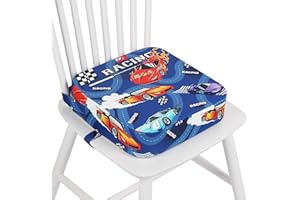 wooshwa Trona de Viaje, Alzador Elevador Silla para Niños Comer para Bebé Lavable con 2 Correas Ajustables y Base Antideslizante Asiento Elevador (Coche de Carreras)