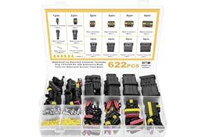 eROOSY 622 Pièces Imperméable à l'eau Connecteurs, Connecteurs Étanches pour Voiture à 1/2/3/4/5/6 Broches mâle/femelle avec fusibles à lame automobile pour Bateaux Camion Scooter Moto, 23-16AWG