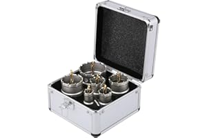 Vearter 6pcs (22/30/35/45/50/65mm) cortador de agujeros con dientes de carburo de tungsteno, set de sierra de perforación TCT para acero inoxidable, chapa, metal