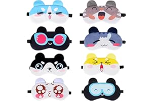 XCRPRT Schlafmaske für Tiere, 8 Stück Plüsch-Augenmaske, niedliche weiche Cartoon-Augenmaske, 8 Stile Schlafmasken für Kinder für Erwachsene und Kinder