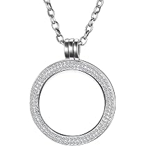 Quiges 33 Mm Münzanhänger Aus Edelstahl – Wirbelblumenmuster Für Austauschbare Anhänger & Halsketten (silber)
