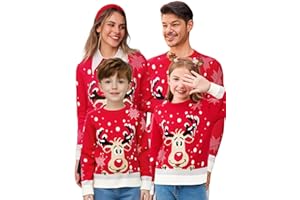 Saodimallsu Herren Weihnachtspullover Ugly Christmas Sweater Familie Damen Kinder Rundhals Langarm Weihnachten Strickpullover Rentier Muster Pullover