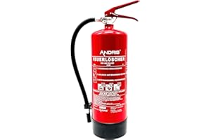 Andris® Fire Extinguisher 6 kg ABC Powder Extinguisher with Pressure Gauge EN 3 + Andris® Test Certificate with Yearly Stamp and ISO Symbol Sign