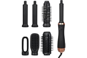LAYHOU Warmluftbürste Set, 6 in 1 Airstyler Set, Ionen Stylerbürst mit Haartrockner Rundbürstenföhn Airflow Lockenstab Automatisch, Haarglätter Bürste zum Trocknen, Volumisieren, Glätten, Straight Comb Hair