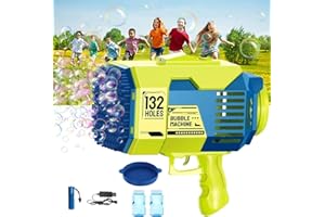 LAYPUNY Pistola Bolle Di Sapone, 132 Fori Spara Bolle Di Sapone Automatico 20000+Bolle/Minuto, Macchina Bolle Sapone Bambini, Regalo Per La Festa Compleanno matrimonio Giocattoli A Sparabolle - Verde