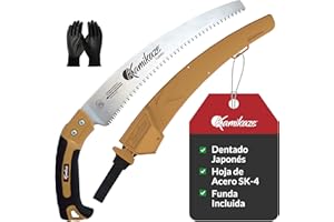 KAMIKAZE PERFORMANCE IN YOUR HANDS KAMIKAZE Serrucho de Poda Curvo W-330H con Mango de Madera y Hoja Curva de 330mm. Sierra para Madera con Hoja de Acero SK-4 Rico en Carbono de Alta Durabilidad (Mango Ergonómico)
