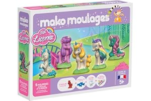 Mako Moulages - Mes Licornes - kit de Loisirs créatif - plâtre et Peinture - Coffret de 5 Figurines à mouler - Made in France - A partir de 5 Ans - 39099