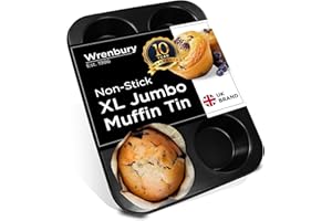 Wrenbury Jumbo Muffin Tin - Deep Yorkshire Pudding Mould 6 Cup - Non Stick Muffin Baking Tray Large - Giant Cupcake Pan - PTFE Free