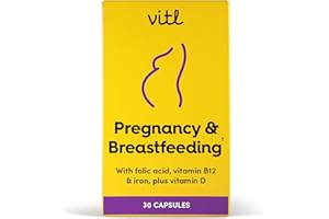 Vitl Pregnancy & Breastfeeding Support Supplement - 30 Vegan Capsules - Includes Folic Acid, Vitamin B12, Iron & Vitamin D - with 17 Essential Nutrients & Vitamins - Pre & Postnatal Support for Women