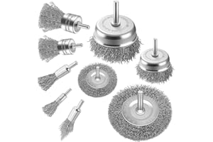 MIVITOOM Drahtbürste Set 9-teilig für Bohrmaschine Stahldraht, Akkuschrauber mit 1/4-Zoll-Schaftbürste - Drahtbürstenrad, Topfbürste und Rohrbürsten-Set zum Reinigen von Rost, Entfernen von Farbe und Holz