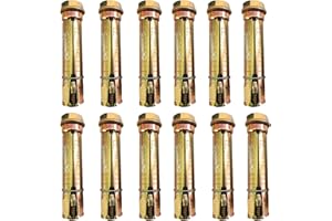FRALNFIT Rawl Bolts, 12Pcs M8*60 Expansion Screw Bolts, Hex Nut Bolt Sleeve Anchor Bolts, Carbon Steel Heavy Duty Concrete Screws, Solid Brick Dense Blocks Natural Stone Wall Fixings Plugs