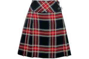 The Scotland Kilt Company Ladies Scottish 20” Knee Length Kilt in Black Stewart - Adjustable Leather Buckle, High Rise, Flattering Fit Skirt