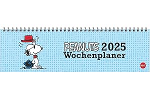 Peanuts Wochenquerplaner 2025: Kultiger Tischkalender für den Arbeitsplatz. Spiral-Kalender mit Snoopy, Charlie Brown und Co. Wochenplaner 2025 quer. (Peanuts Kalender Heye)