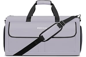 ENZOSUM Garment Bag, Travel Bag, Men's Suit Bag, Hand Luggage with Shoe Compartment, Foldable Travel Bag, Large, 55 L, gray, Garment Bag Travel Bag