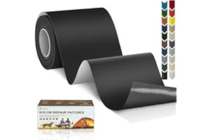 Cahomo Toppe autoadesive in nylon, 7.6x200 cm toppa adesiva per tessuti, Patch di Riparazione in Nylon, toppa di riparazione impermeabile, per piumini, tenda, sacco a pelo-Nero